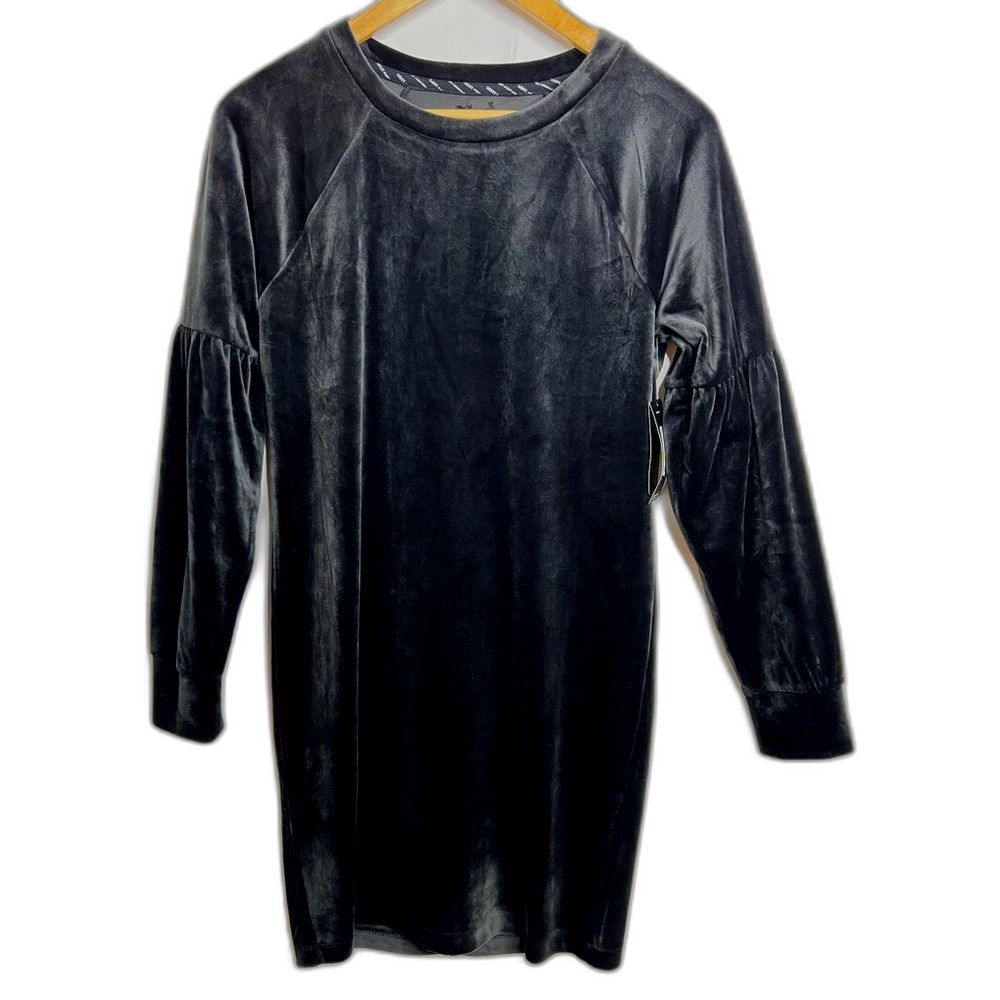 Marc New York Performance Black Velvet Puff Sleeve Shift Shirt Dress size M Chic - Picture 2 of 8